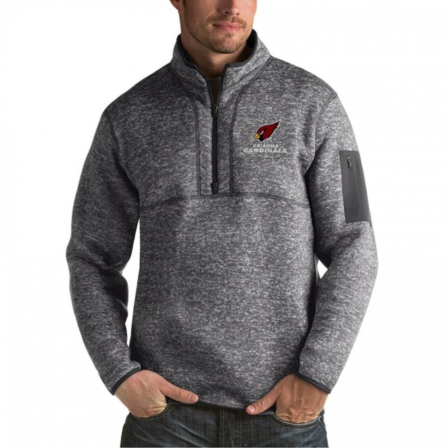 Arizona Cardinals Antigua Fortune Sweater Knit Microfleece Quarter-Zip Pullover Jacket Charcoal