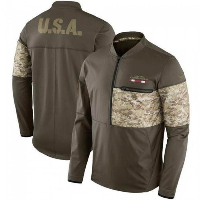 Men's Arizona Cardinals Nike Olive Salute to Service Sideline Hybrid Half-Zip Pullover Jacket