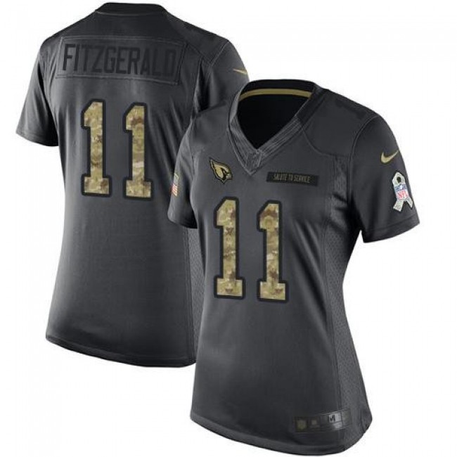 Women's Cardinals #11 Larry Fitzgerald Black Stitched NFL Limited 2016 Salute to Service Jersey