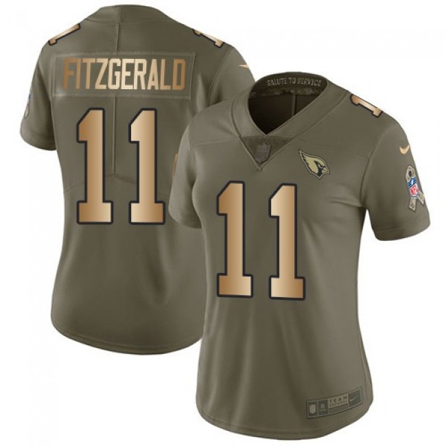Women's Cardinals #11 Larry Fitzgerald Olive Gold Stitched NFL Limited 2017 Salute to Service Jersey