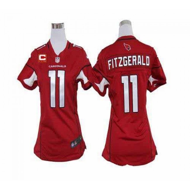 Women's Cardinals #11 Larry Fitzgerald Red Team Color With C Patch Stitched NFL Elite Jersey
