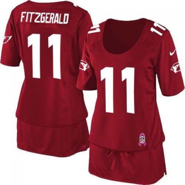 Women's Cardinals #11 Larry Fitzgerald Red Team Color Breast Cancer Awareness Stitched NFL Elite Jersey