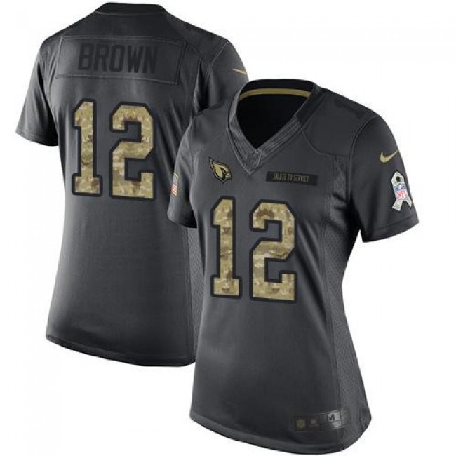 Women's Cardinals #12 John Brown Black Stitched NFL Limited 2016 Salute to Service Jersey