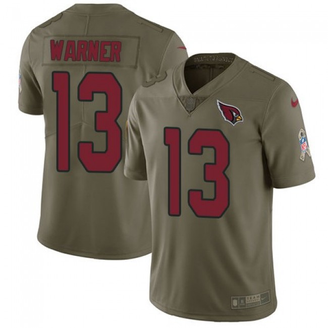 Arizona Cardinals #13 Kurt Warner Olive Youth Stitched NFL Limited 2017 Salute to Service Jersey