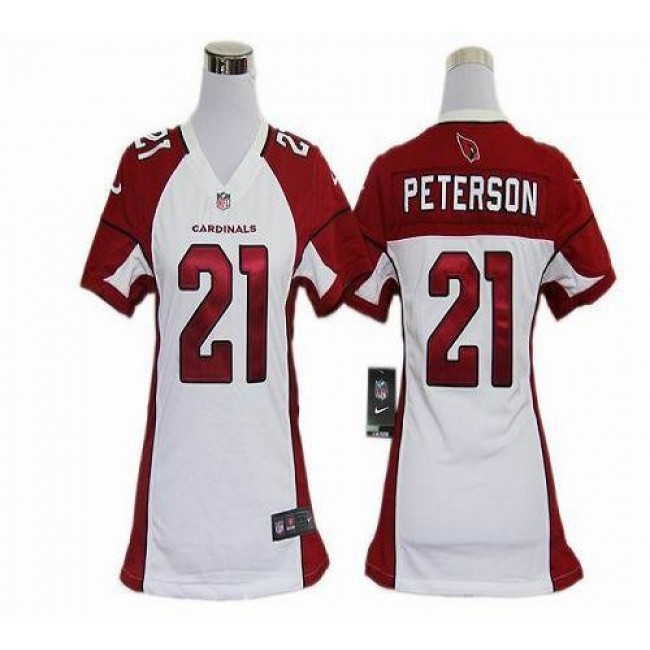Women's Cardinals #21 Patrick Peterson White Stitched NFL Elite Jersey