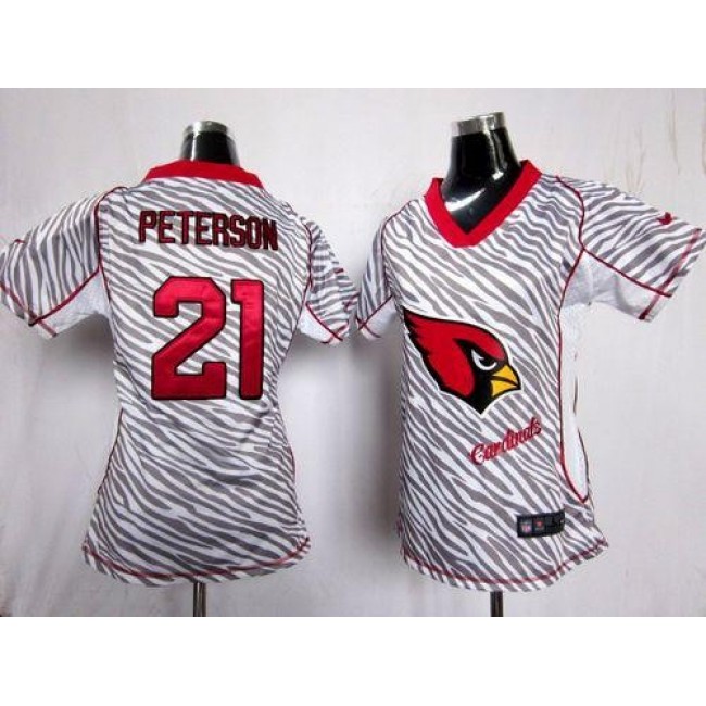 Women's Cardinals #21 Patrick Peterson Zebra Stitched NFL Elite Jersey