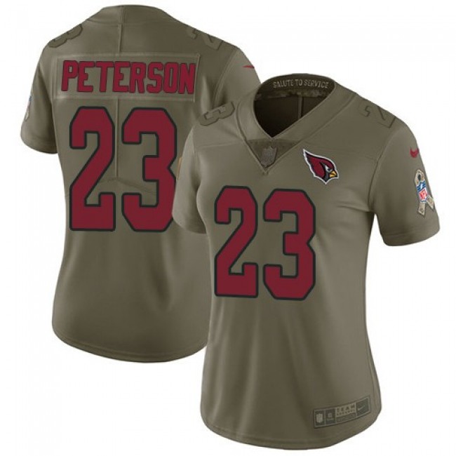 Women's Cardinals #23 Adrian Peterson Olive Stitched NFL Limited 2017 Salute to Service Jersey
