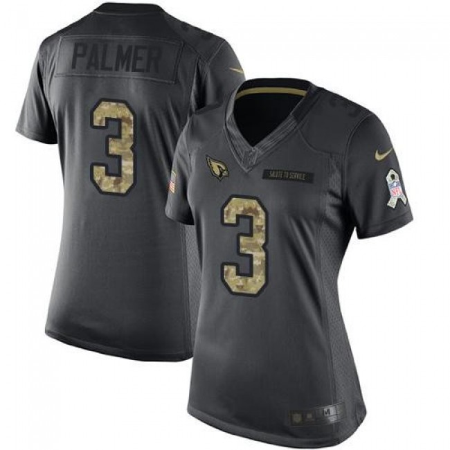 Women's Cardinals #3 Carson Palmer Black Stitched NFL Limited 2016 Salute to Service Jersey