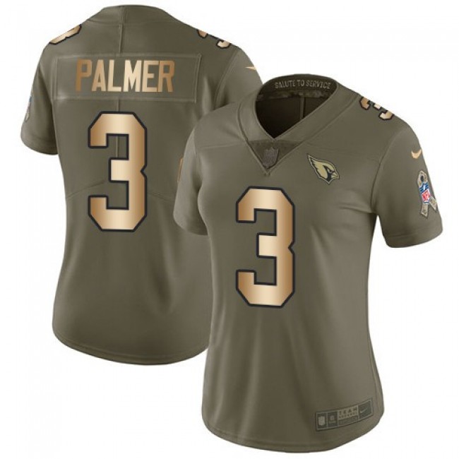 Women's Cardinals #3 Carson Palmer Olive Gold Stitched NFL Limited 2017 Salute to Service Jersey