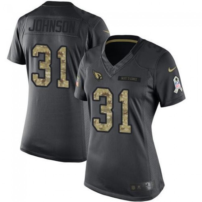 Women's Cardinals #31 David Johnson Black Stitched NFL Limited 2016 Salute to Service Jersey