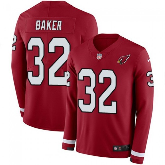 Nike Cardinals #32 Budda Baker Red Team Color Men's Stitched NFL Limited Therma Long Sleeve Jersey