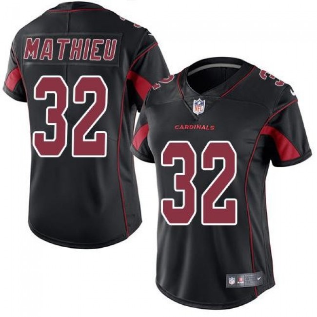 Women's Cardinals #32 Tyrann Mathieu Black Stitched NFL Limited Rush Jersey