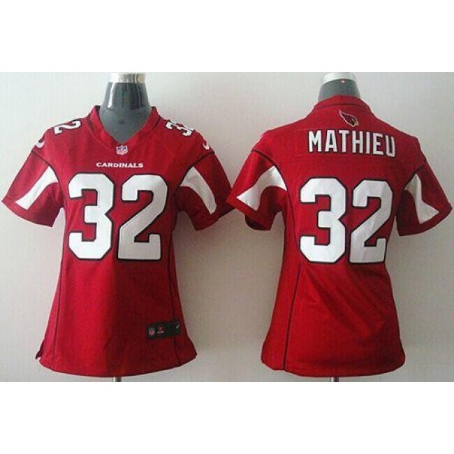 Women's Cardinals #32 Tyrann Mathieu Red Team Color Be Luv'd Stitched NFL Elite Jersey