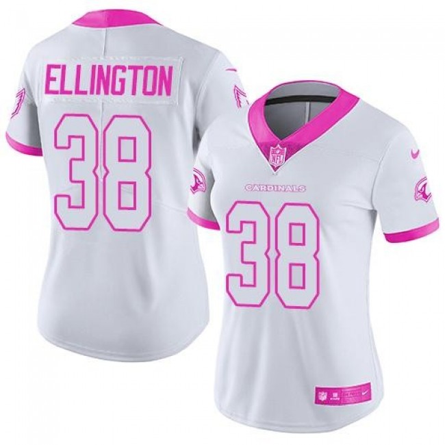 Women's Cardinals #38 Andre Ellington White Pink Stitched NFL Limited Rush Jersey