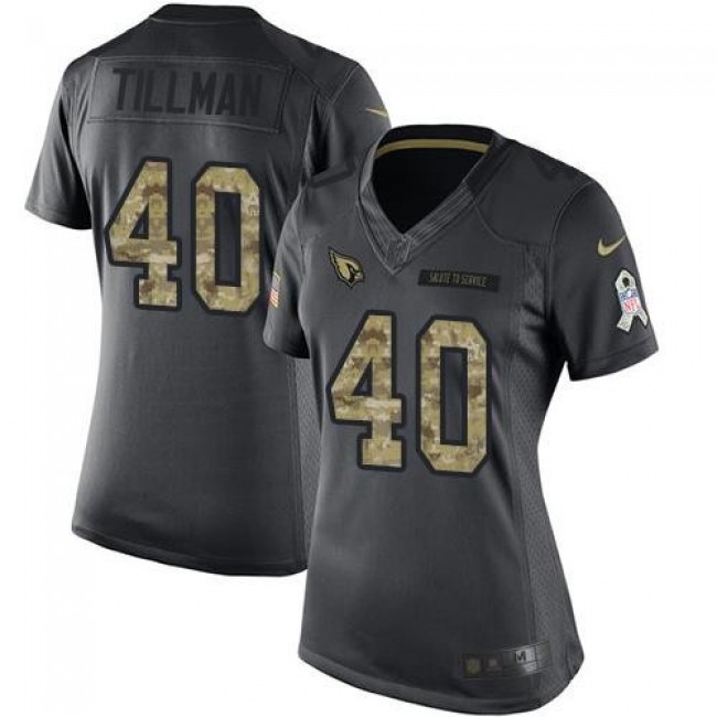 Women's Cardinals #40 Pat Tillman Black Stitched NFL Limited 2016 Salute to Service Jersey