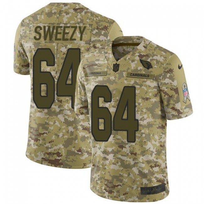 Nike Cardinals #64 J.R. Sweezy Camo Men's Stitched NFL Limited 2018 Salute To Service Jersey