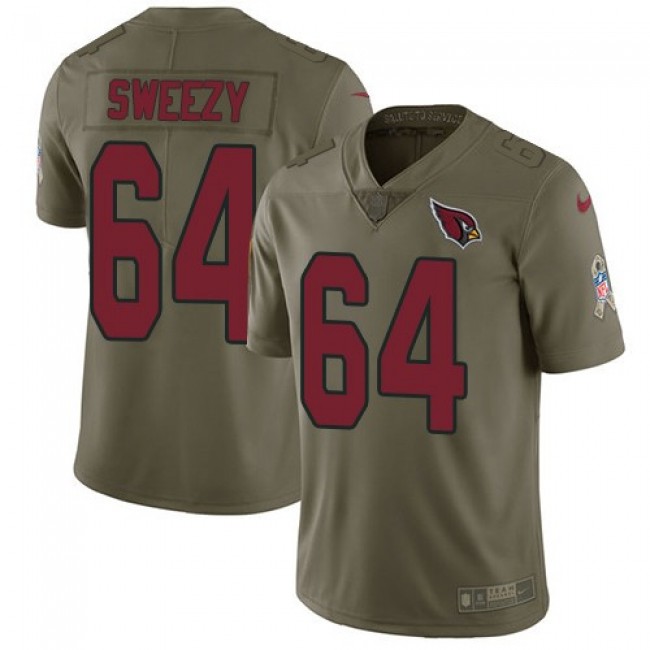 Nike Cardinals #64 J.R. Sweezy Olive Men's Stitched NFL Limited 2017 Salute to Service Jersey