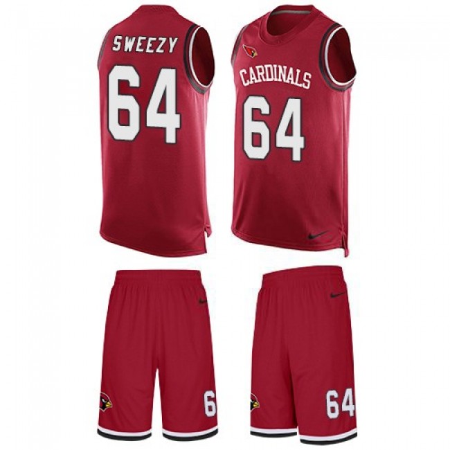 Nike Cardinals #64 J.R. Sweezy Red Team Color Men's Stitched NFL Limited Tank Top Suit Jersey