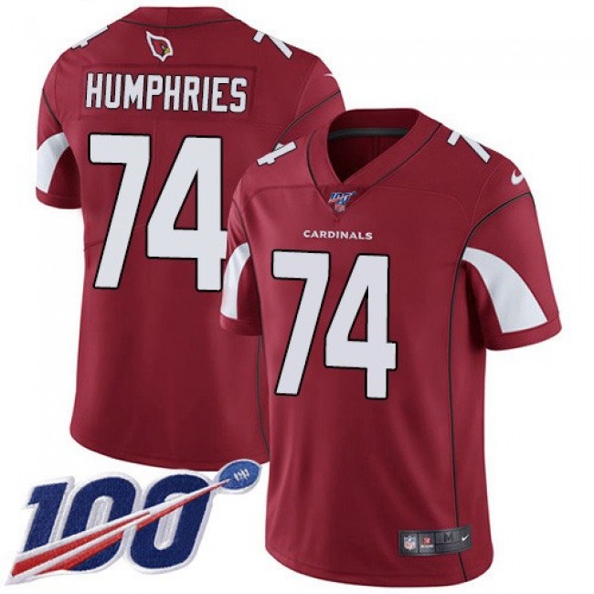 Nike Cardinals #74 D.J. Humphries Red Team Color Men's Stitched NFL 100th Season Vapor Limited Jersey