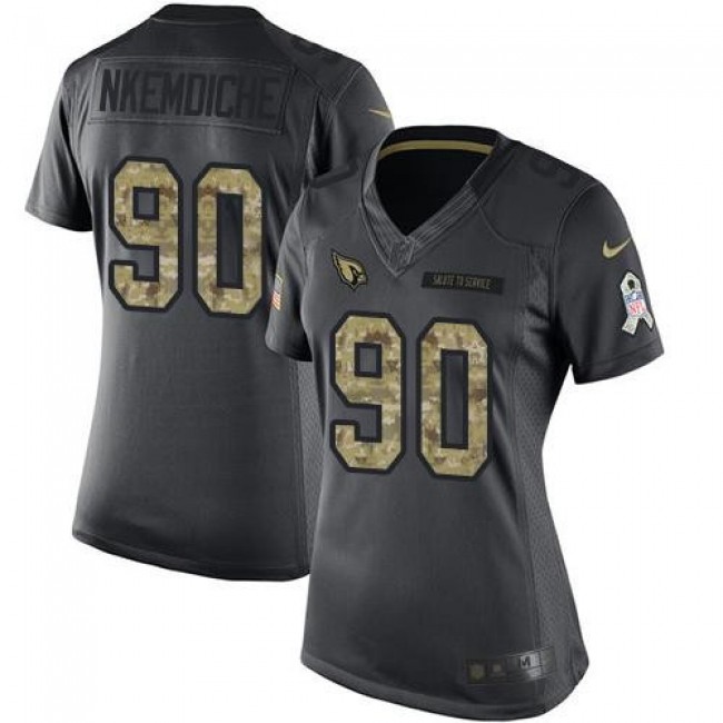Women's Cardinals #90 Robert Nkemdiche Black Stitched NFL Limited 2016 Salute to Service Jersey