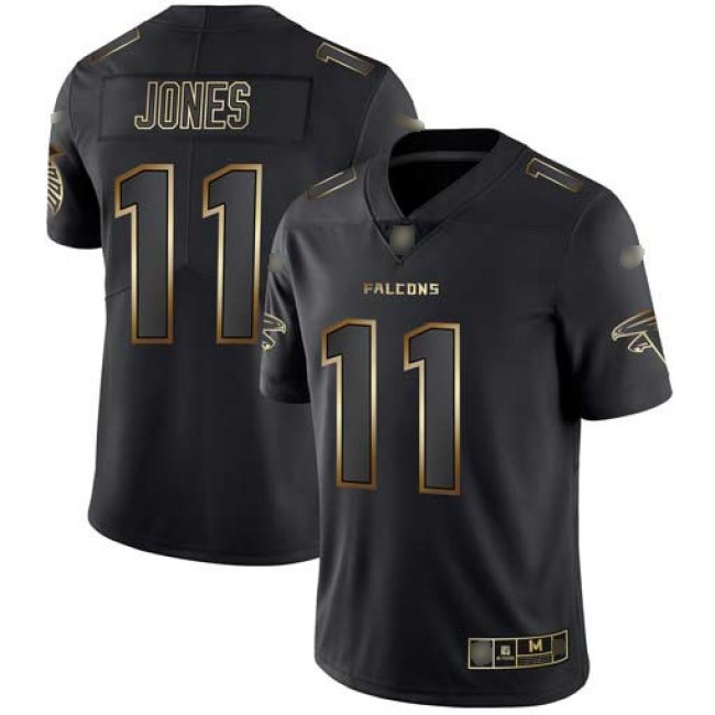 Nike Falcons #11 Julio Jones Black/Gold Men's Stitched NFL Vapor Untouchable Limited Jersey