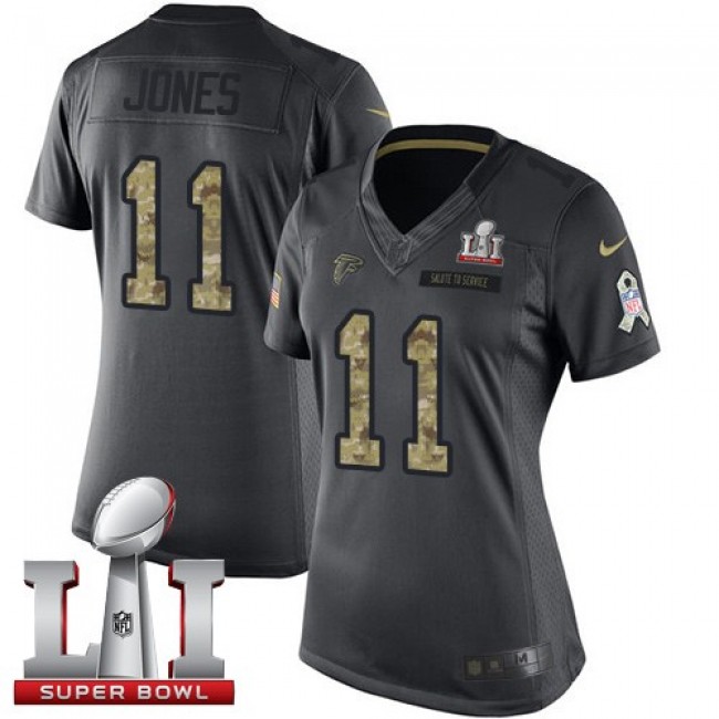 Women's Falcons #11 Julio Jones Black Super Bowl LI 51 Stitched NFL Limited 2016 Salute to Service Jersey