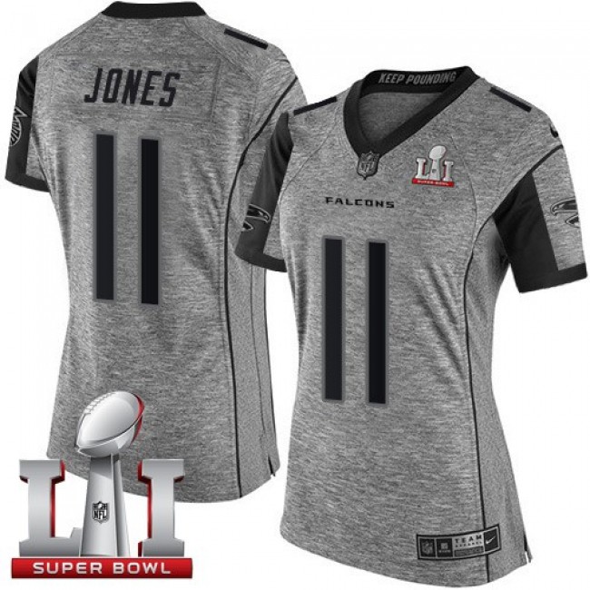 Women's Falcons #11 Julio Jones Gray Super Bowl LI 51 Stitched NFL Limited Gridiron Gray Jersey