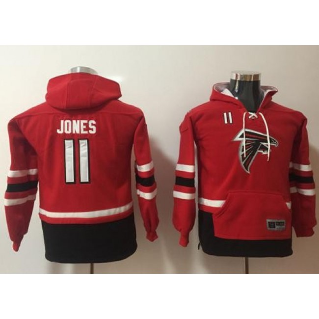 Atlanta Falcons #11 Julio Jones Red-Black Youth Name Number Pullover NFL Hoodie Jersey