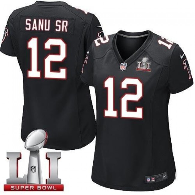 Women's Falcons #12 Mohamed Sanu Sr Black Alternate Super Bowl LI 51 Stitched NFL Elite Jersey