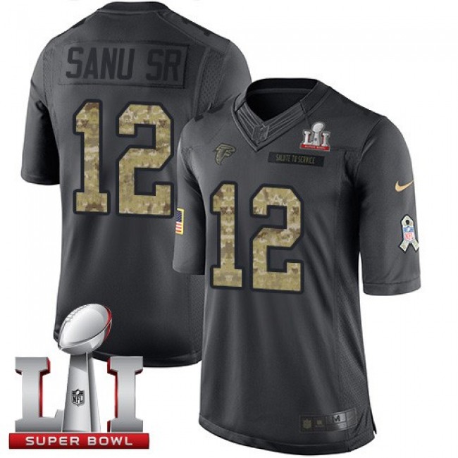 Atlanta Falcons #12 Mohamed Sanu Sr Black Super Bowl LI 51 Youth Stitched NFL Limited 2016 Salute to Service Jersey