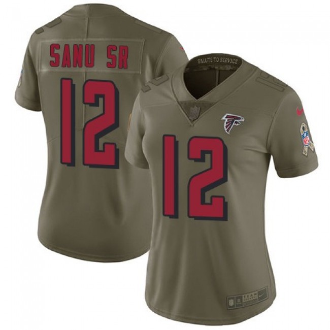 Women's Falcons #12 Mohamed Sanu Sr Olive Stitched NFL Limited 2017 Salute to Service Jersey