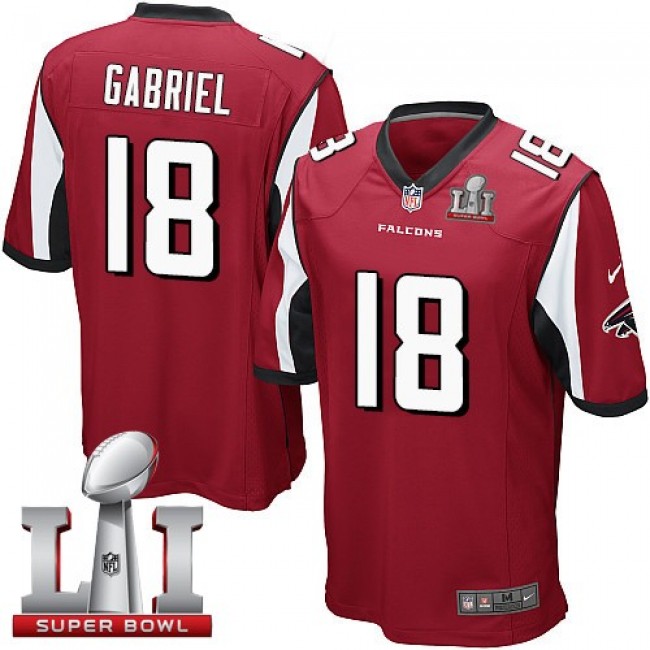 Atlanta Falcons #18 Taylor Gabriel Red Team Color Super Bowl LI 51 Youth Stitched NFL Elite Jersey