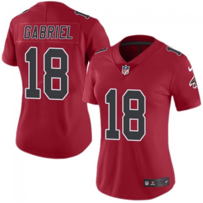 Women's Falcons #18 Taylor Gabriel Red Stitched NFL Limited Rush Jersey