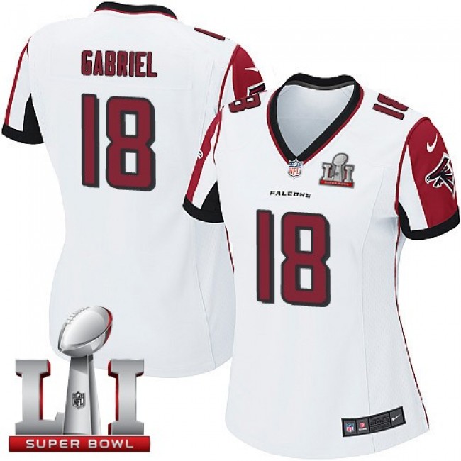 Women's Falcons #18 Taylor Gabriel White Super Bowl LI 51 Stitched NFL Elite Jersey
