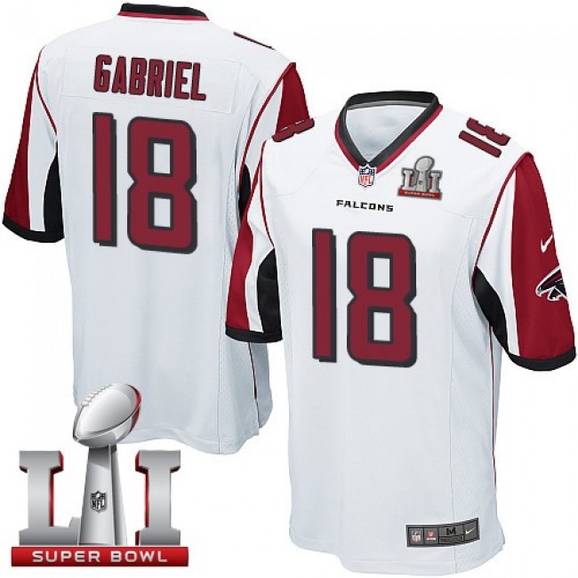 Atlanta Falcons #18 Taylor Gabriel White Super Bowl LI 51 Youth Stitched NFL Elite Jersey