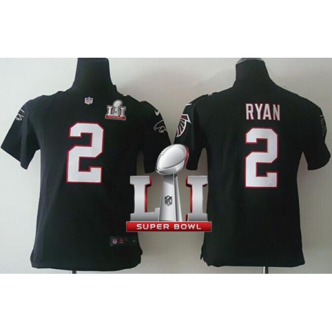 Atlanta Falcons #2 Matt Ryan Black Alternate Super Bowl LI 51 Youth Stitched NFL Elite Jersey