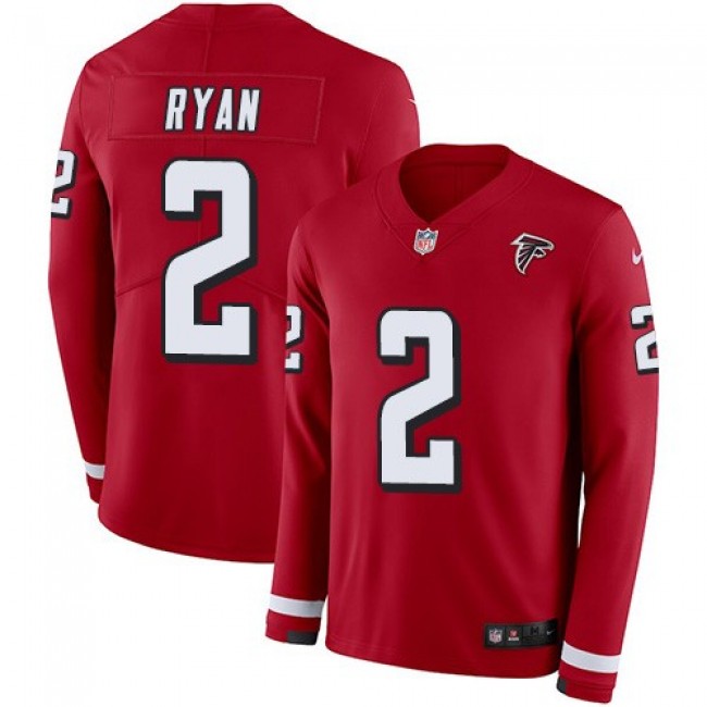Nike Falcons #2 Matt Ryan Red Team Color Men's Stitched NFL Limited Therma Long Sleeve Jersey