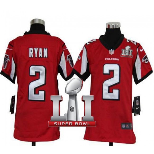 Atlanta Falcons #2 Matt Ryan Red Team Color Super Bowl LI 51 Youth Stitched NFL Elite Jersey