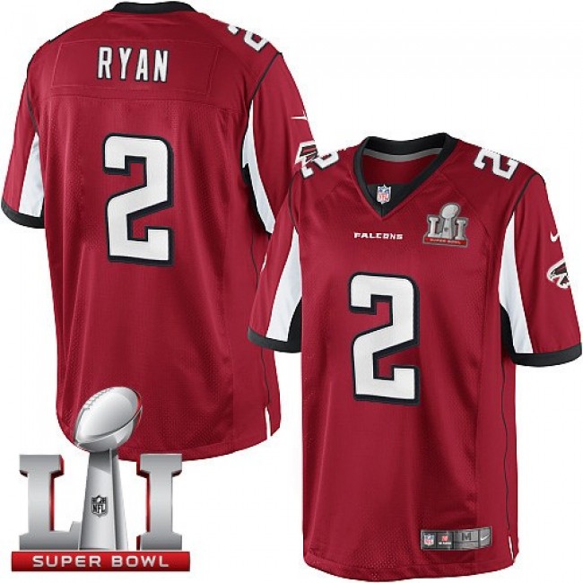 Atlanta Falcons #2 Matt Ryan Red Team Color Super Bowl LI 51 Youth Stitched NFL Limited Jersey