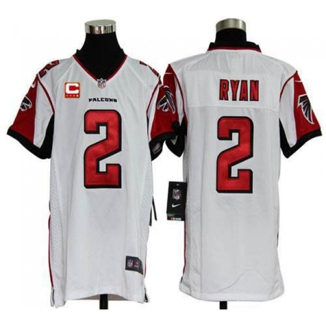 Atlanta Falcons #2 Matt Ryan White With C Patch Youth Stitched NFL Elite Jersey
