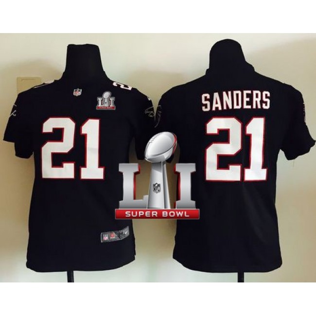 Atlanta Falcons #21 Deion Sanders Black Alternate Super Bowl LI 51 Youth Stitched NFL Elite Jersey