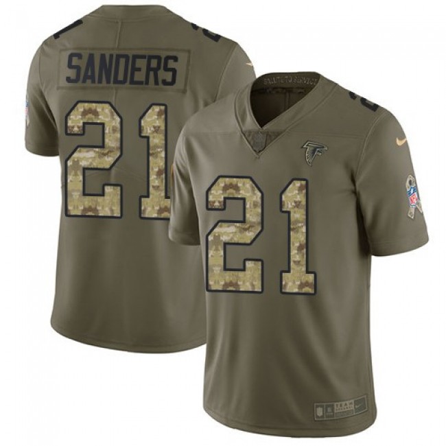 Atlanta Falcons #21 Deion Sanders Olive-Camo Youth Stitched NFL Limited 2017 Salute to Service Jersey