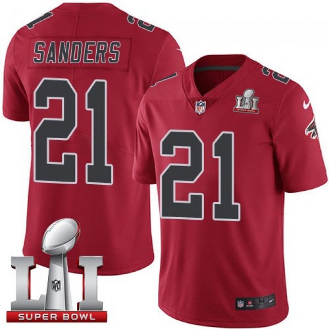 Atlanta Falcons #21 Deion Sanders Red Super Bowl LI 51 Youth Stitched NFL Limited Rush Jersey