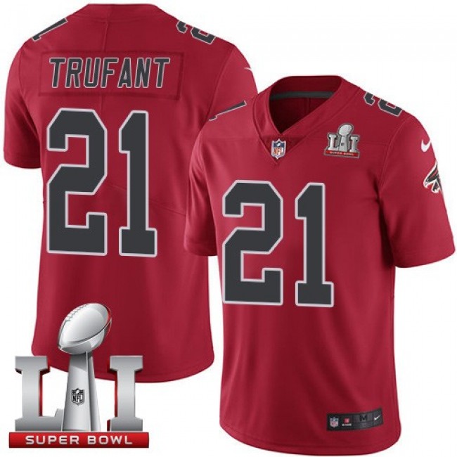 Atlanta Falcons #21 Desmond Trufant Red Super Bowl LI 51 Youth Stitched NFL Limited Rush Jersey