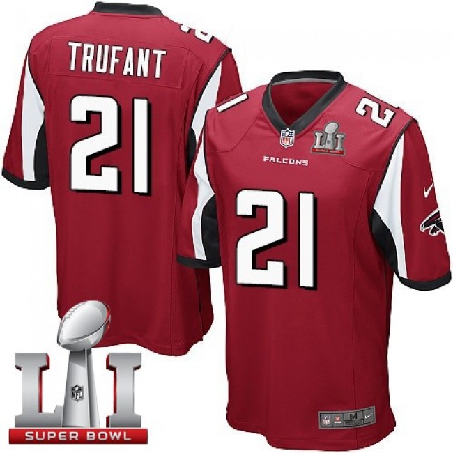 Atlanta Falcons #21 Desmond Trufant Red Team Color Super Bowl LI 51 Youth Stitched NFL Elite Jersey