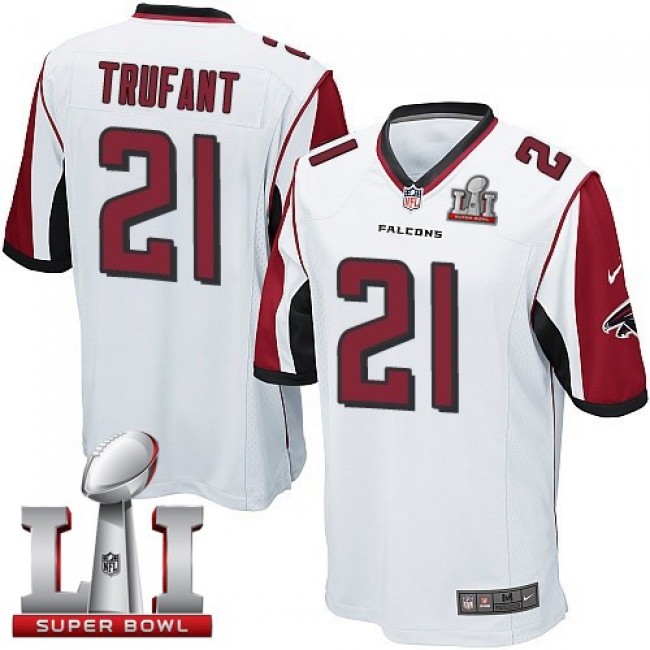 Atlanta Falcons #21 Desmond Trufant White Super Bowl LI 51 Youth Stitched NFL Elite Jersey