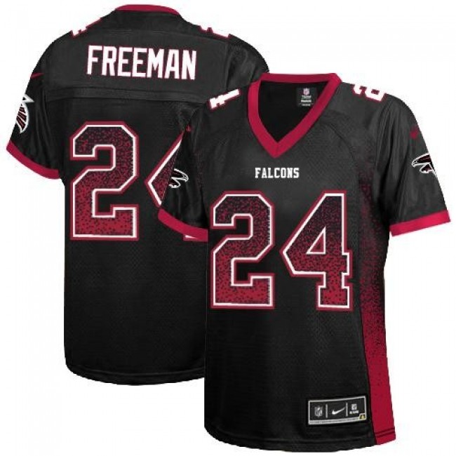 Women's Falcons #24 Devonta Freeman Black Alternate Stitched NFL Elite Drift Jersey