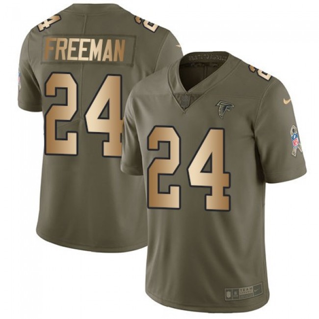 Atlanta Falcons #24 Devonta Freeman Olive-Gold Youth Stitched NFL Limited 2017 Salute to Service Jersey