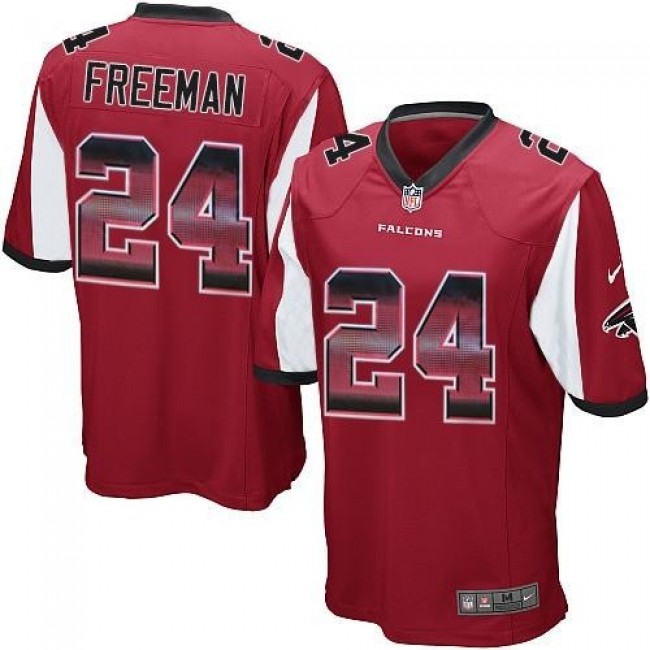 Nike Falcons #24 Devonta Freeman Red Team Color Men's Stitched NFL Limited Strobe Jersey