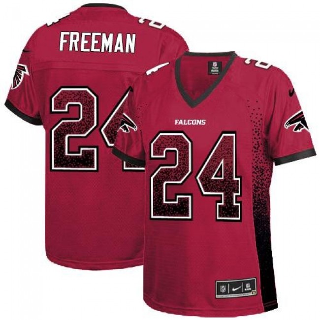 Women's Falcons #24 Devonta Freeman Red Team Color Stitched NFL Elite Drift Jersey